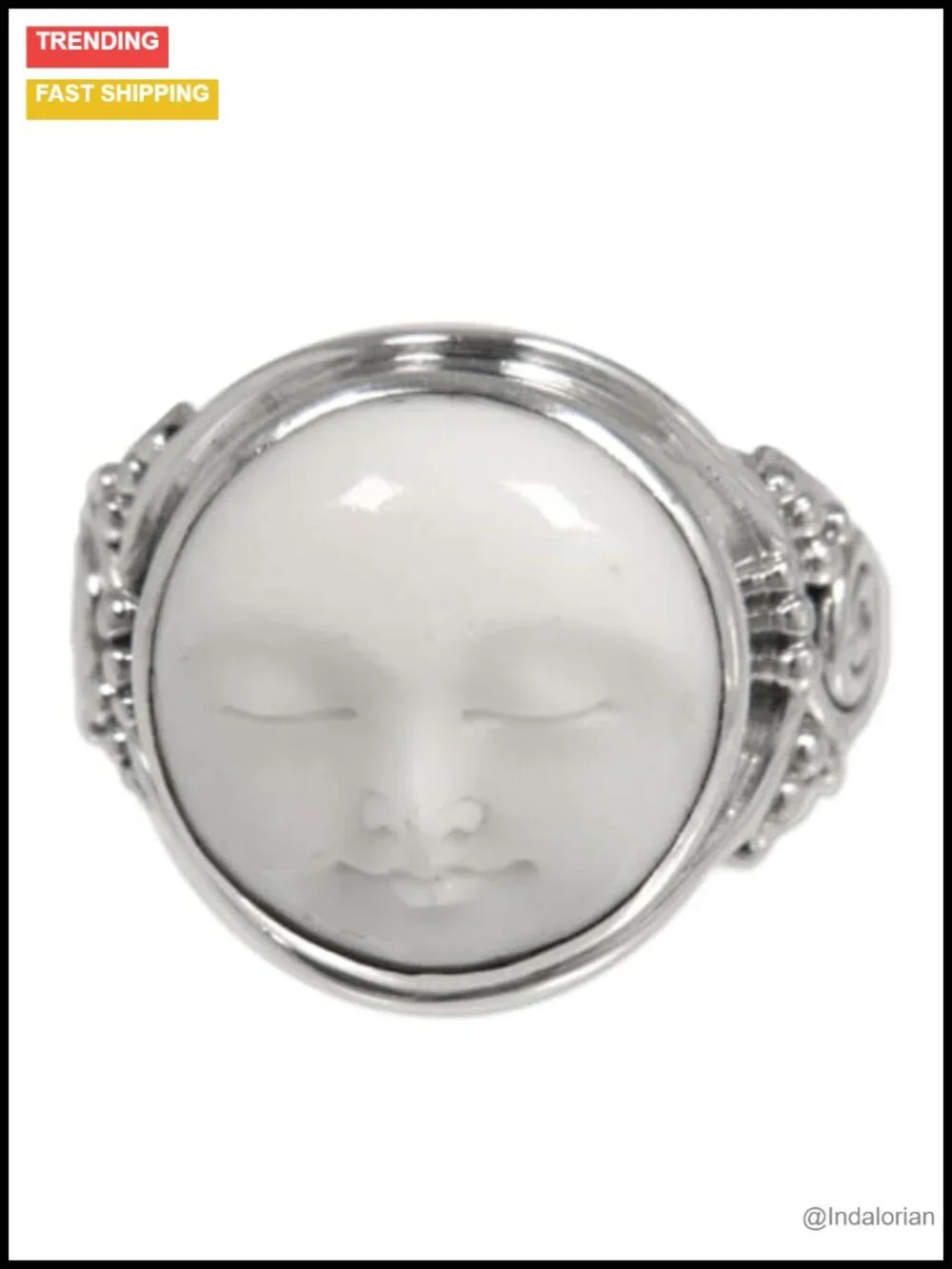 Handcrafted Sterling Silver Signet Ring Artisan Moon Face Cocktail